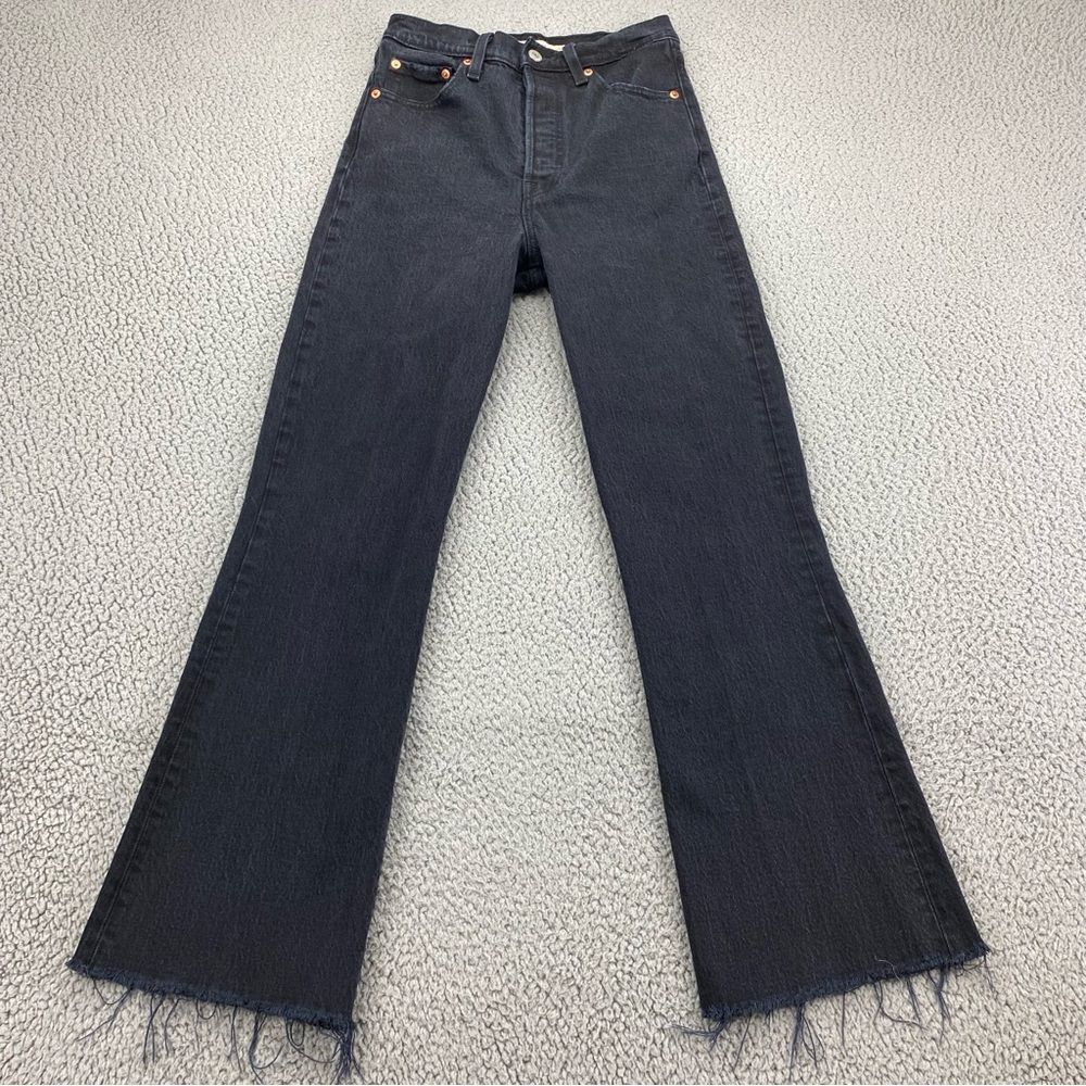 Levi's Premium Women's Ribcage Crop Flare Button Fly Raw Hem Jeans | Size: 25